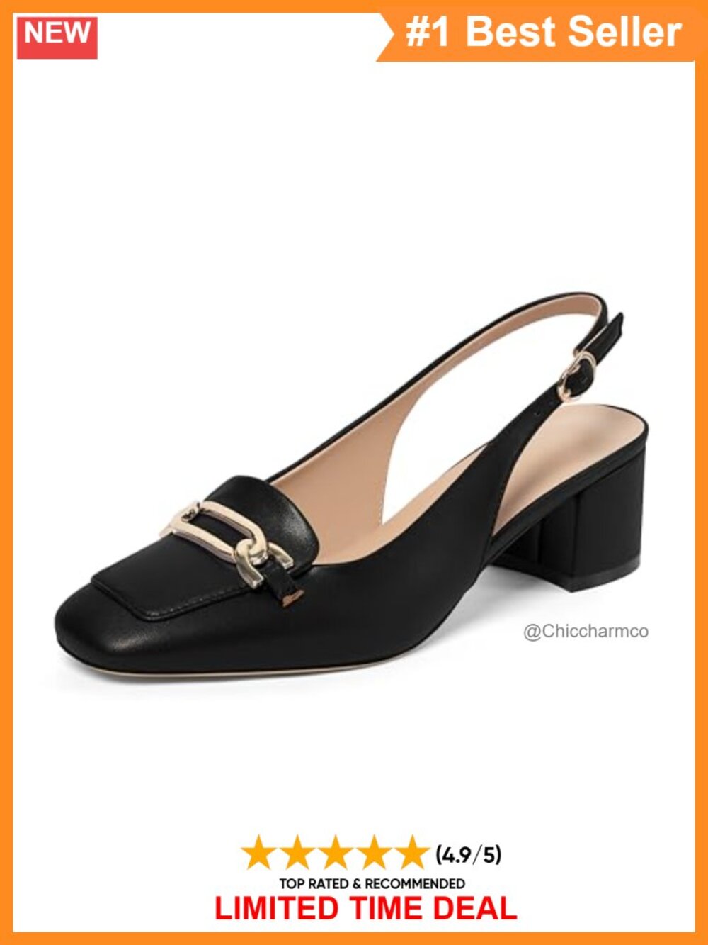 Square Toe Slingback Low Block Heel Slip On Pumps Comfort Work Shoes